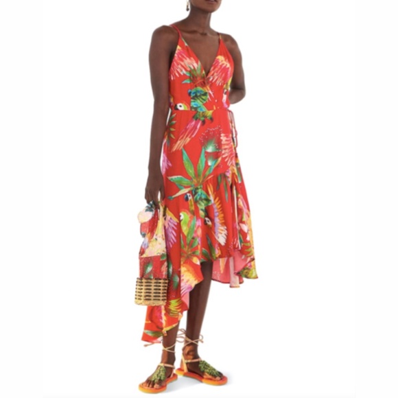 FARM Rio Dresses & Skirts - Farm Rio Red Macaw Wrap Dress